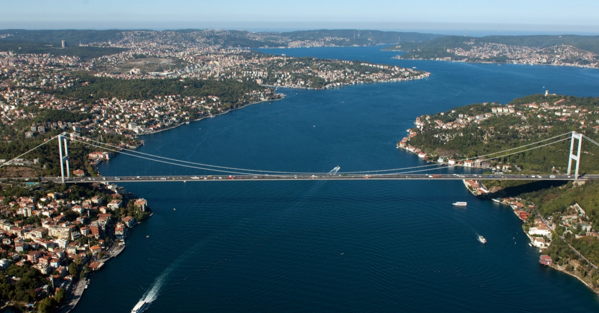 Filming locations Turkey along the Bosphorus Strait with Istanbul skyline and waterfront architecture