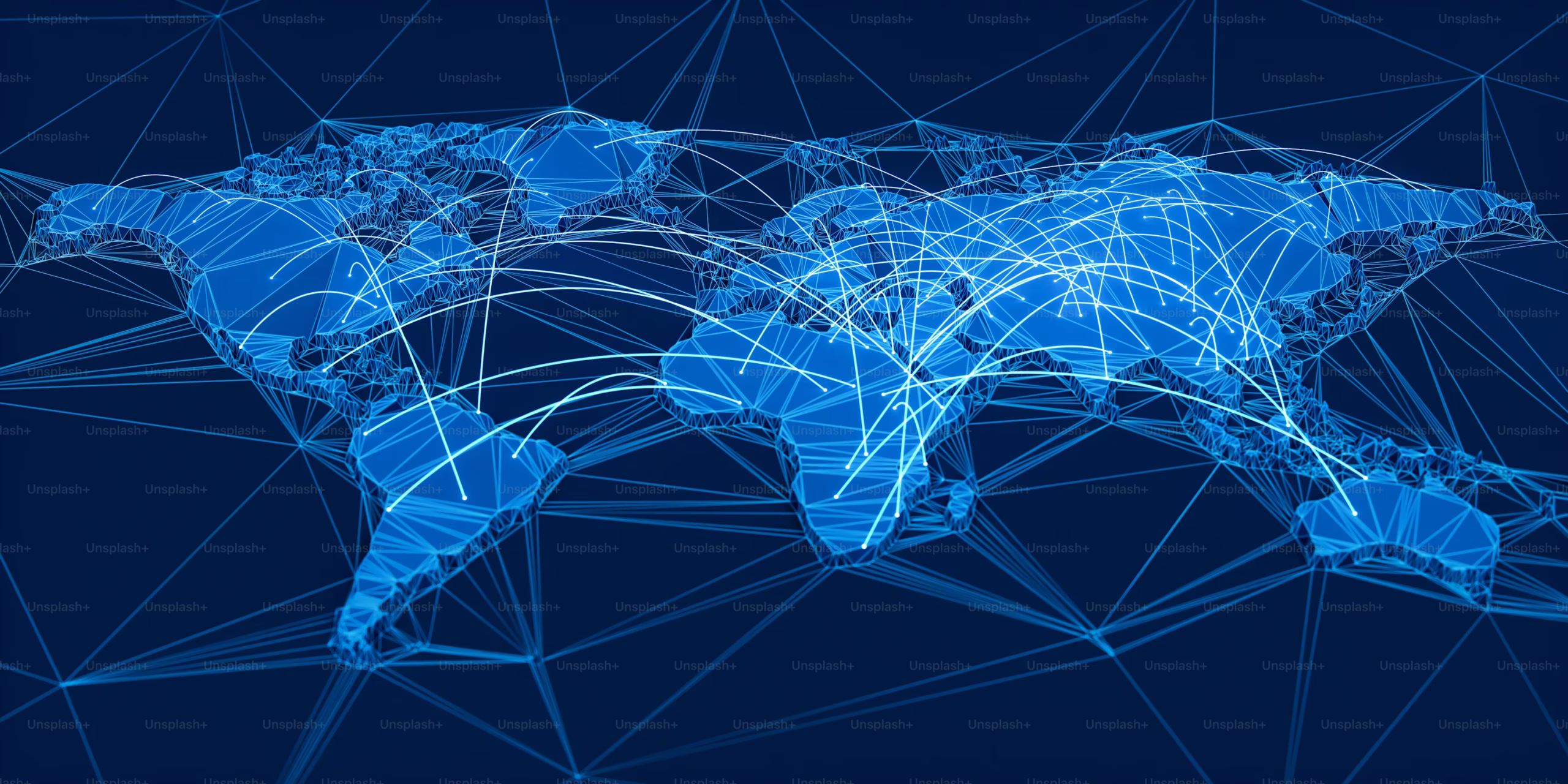World map with routing overlays showing global line production network connecting film execution corridors across regions
