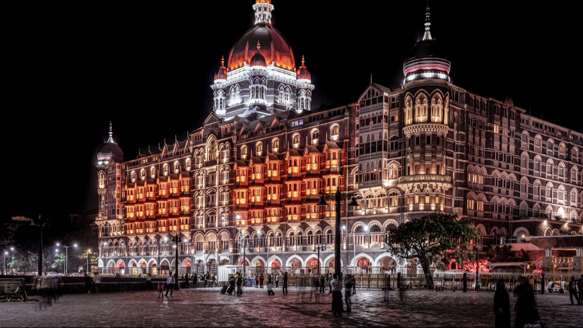 Exterior of the Taj Mahal Palace hotel on the Mumbai waterfront