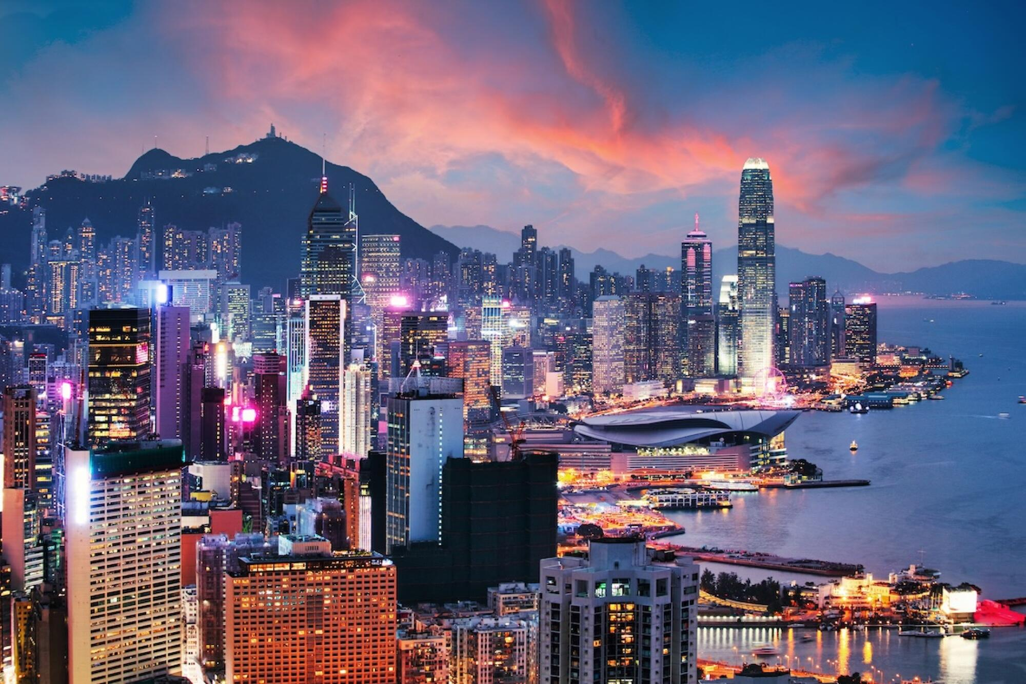 Hong Kong skyline and harbour, a filming location and budget backdrop