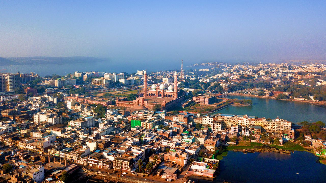 Film fixers in Bhopal at the Taj-ul-Masajid heritage landmark